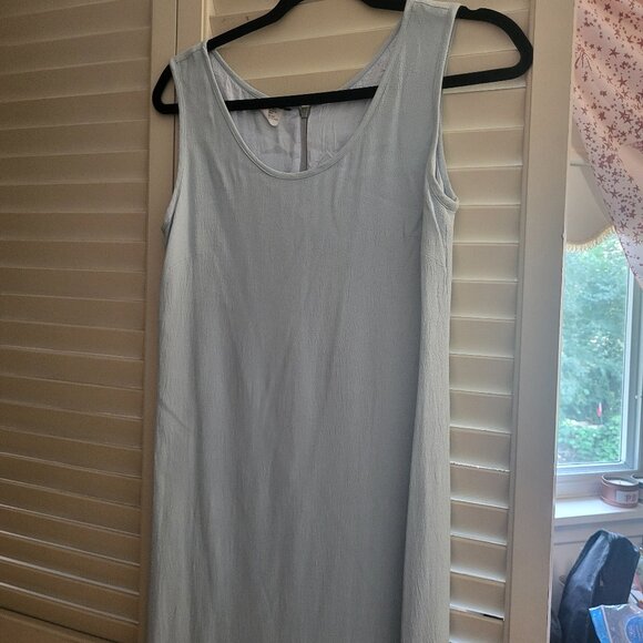 Floor Length Blue Linen Dress with Back Slit Size 8 - Picture 1 of 6